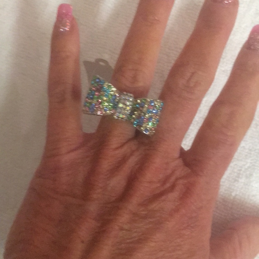 Elastic Band Bow Rhinestone Ring by Ole